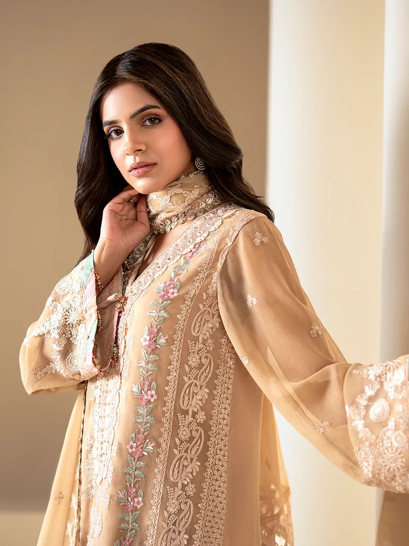 Sakeena Noire Embroidered Chiffon 3 Piece Suit – NSH1