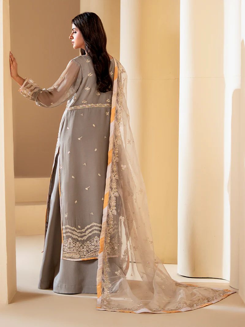 Sakeena Noire Embroidered Chiffon 3 Piece Suit – NSH2