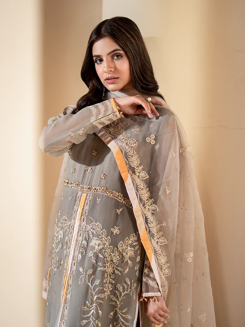 Sakeena Noire Embroidered Chiffon 3 Piece Suit – NSH2