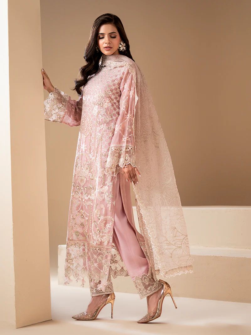 Sakeena Noire Embroidered Chiffon 3 Piece Suit – NSH4