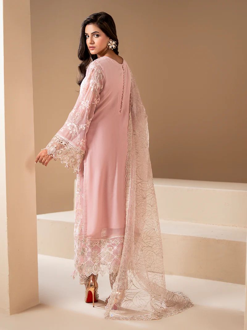 Sakeena Noire Embroidered Chiffon 3 Piece Suit – NSH4
