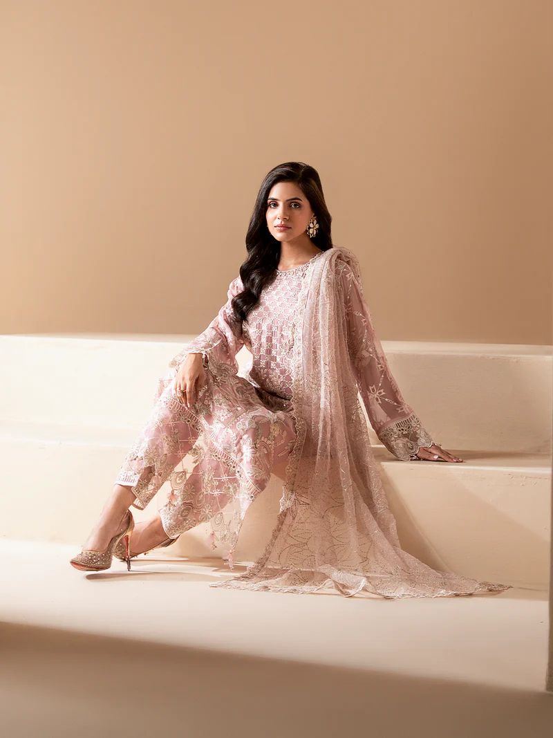 Sakeena Noire Embroidered Chiffon 3 Piece Suit – NSH4