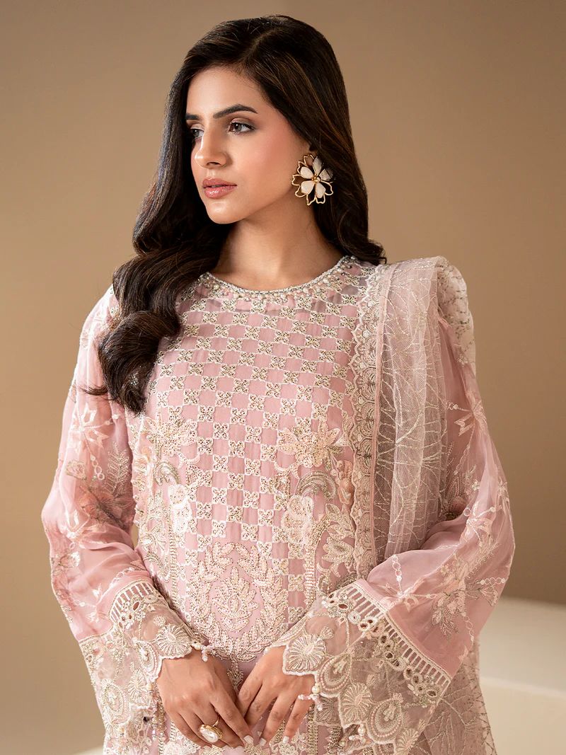 Sakeena Noire Embroidered Chiffon 3 Piece Suit – NSH4