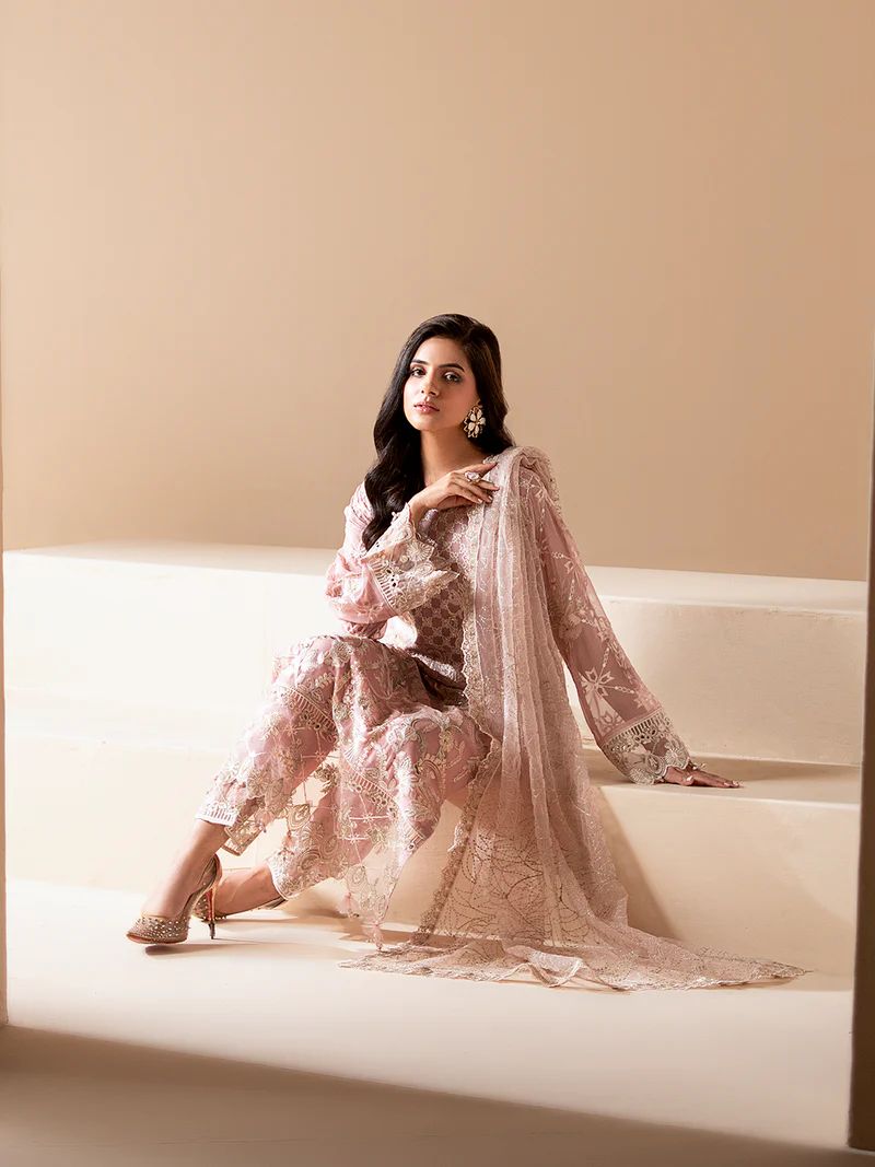 Sakeena Noire Embroidered Chiffon 3 Piece Suit – NSH4