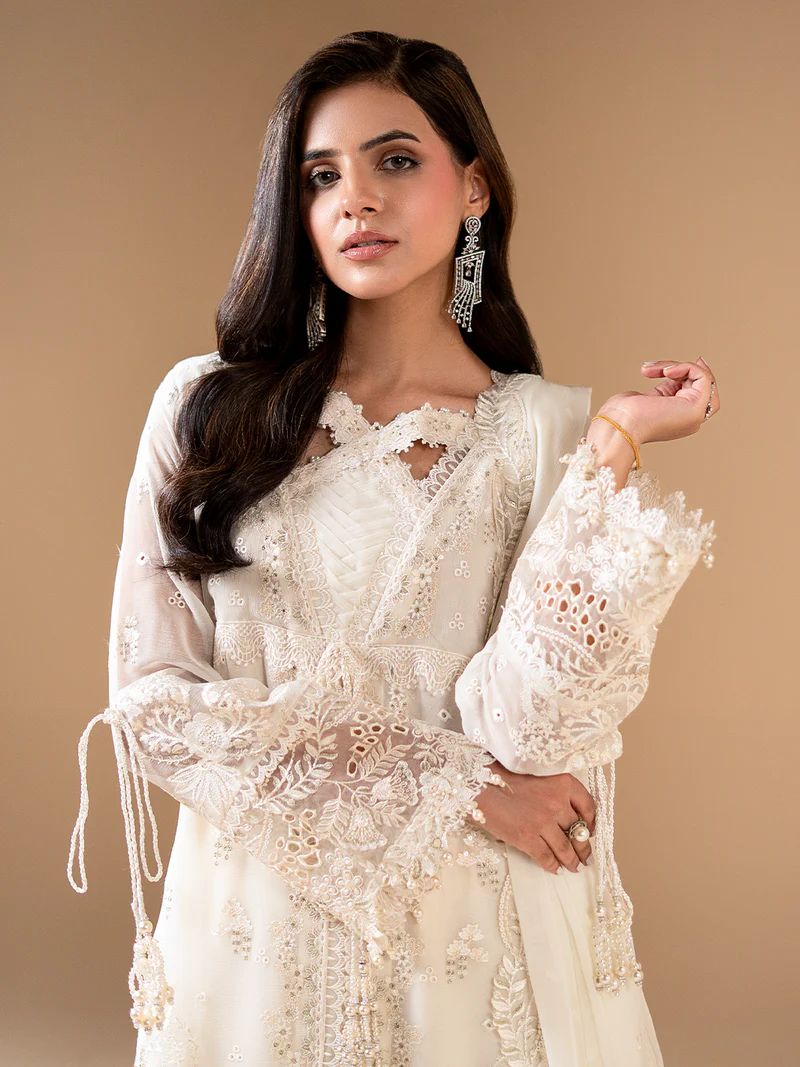 Sakeena Noire Embroidered Chiffon 3 Piece Suit – NSH5