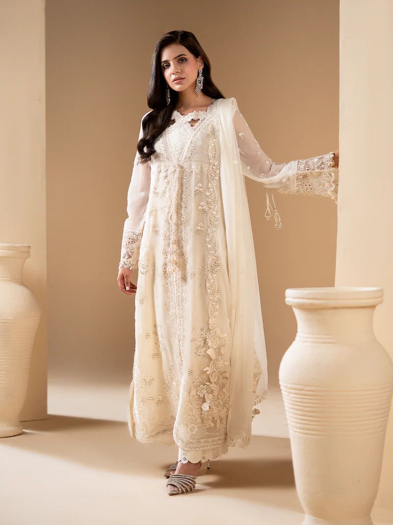 Sakeena Noire Embroidered Chiffon 3 Piece Suit – NSH5