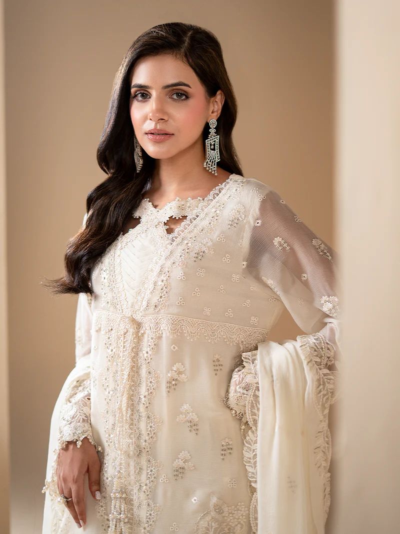 Sakeena Noire Embroidered Chiffon 3 Piece Suit – NSH5