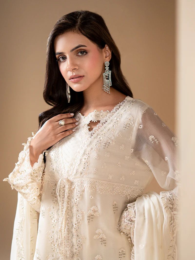 Sakeena Noire Embroidered Chiffon 3 Piece Suit – NSH5