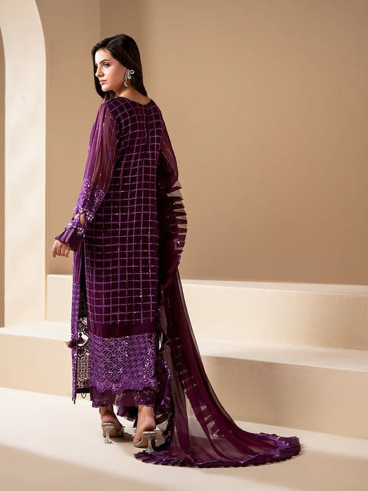 Sakeena Noire Embroidered Chiffon 3 Piece Suit – NSH6