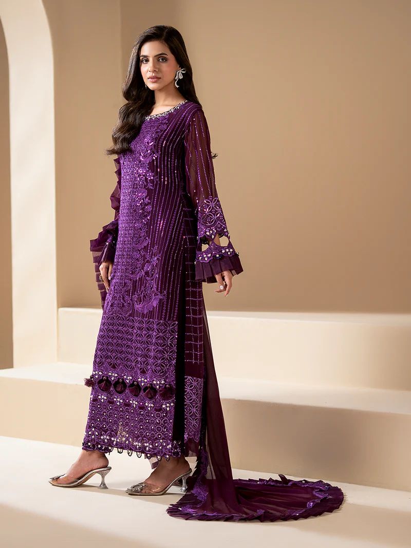 Sakeena Noire Embroidered Chiffon 3 Piece Suit – NSH6