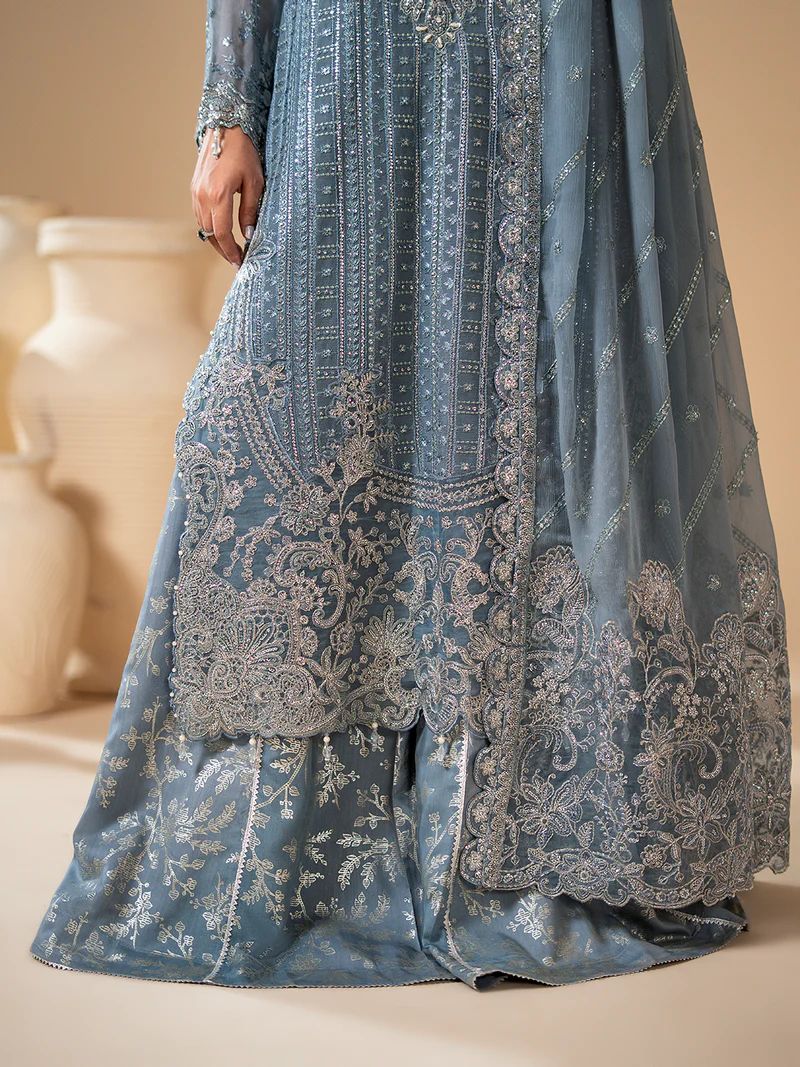 Sakeena Noire Embroidered Chiffon 3 Piece Suit – NSH7