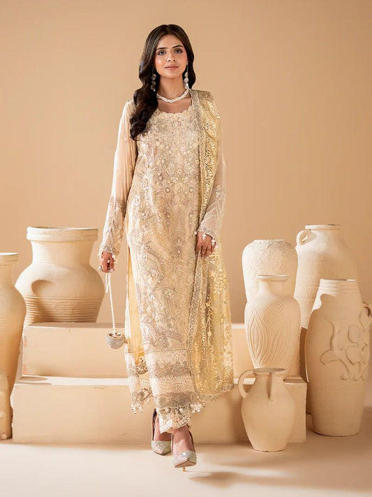 Sakeena Noire Embroidered Chiffon 3 Piece Suit – NSH8