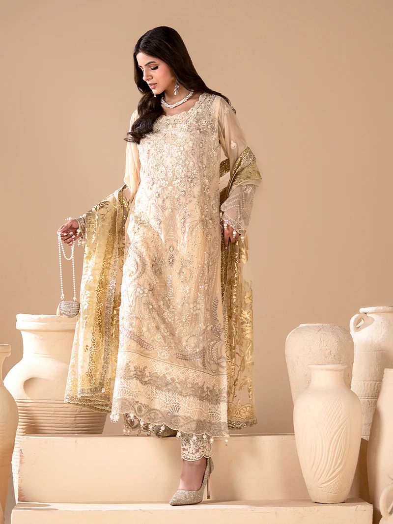 Sakeena Noire Embroidered Chiffon 3 Piece Suit – NSH8