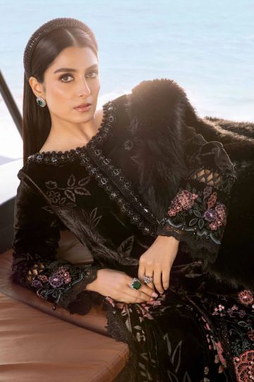 Maria B Winter Linen Collection Black DL-1102
