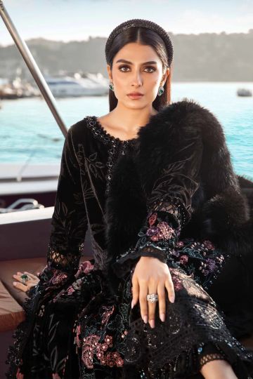 Maria B Winter Linen Collection Black DL-1102