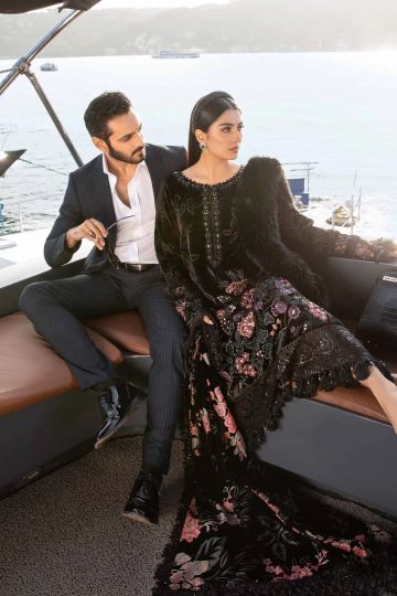 Maria B Winter Linen Collection Black DL-1102