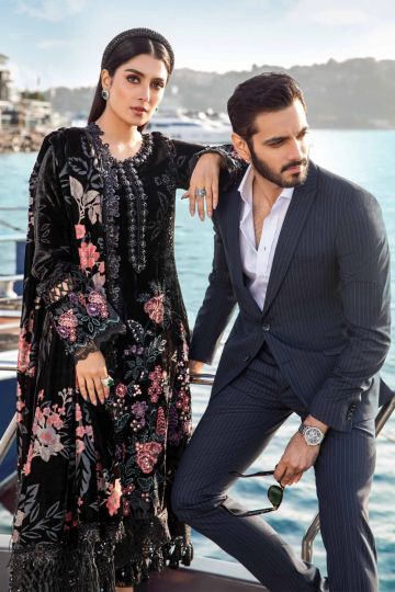 Maria B Winter Linen Collection Black DL-1102
