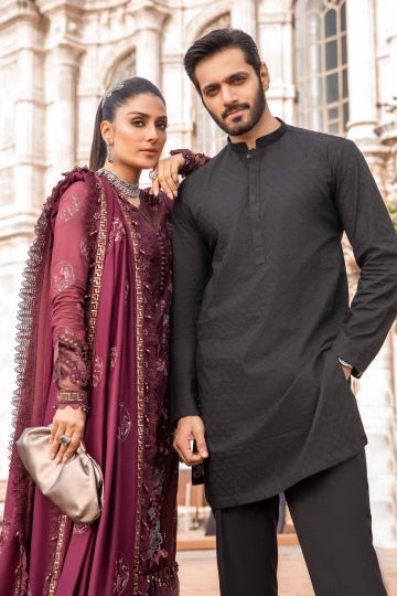 Maria B Winter Linen Collection Aubergine DL-1103