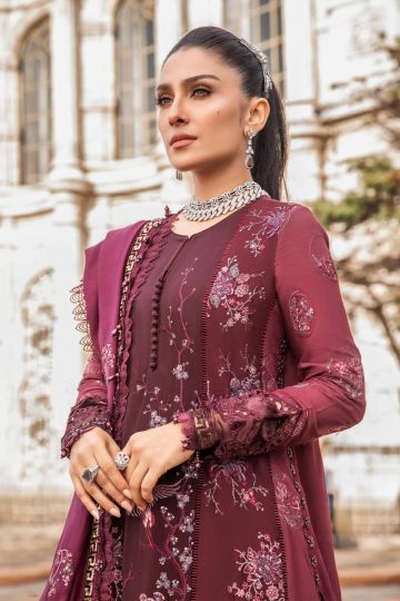 Maria B Winter Linen Collection Aubergine DL-1103