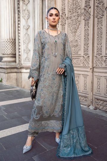 Maria B Winter Linen Collection Grey DL-1104