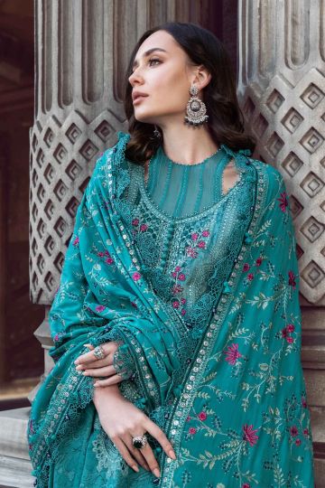 Maria B Winter Linen Collection Teal DL-1105