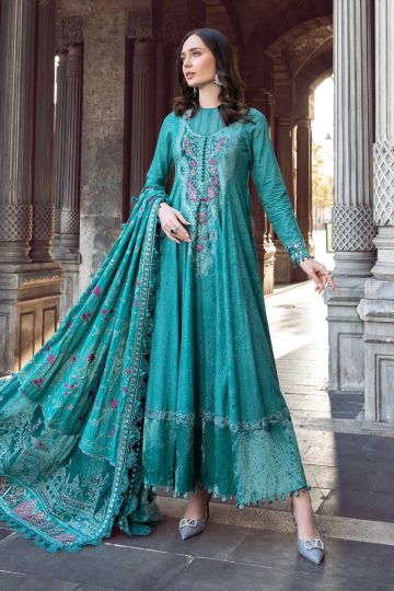 Maria B Winter Linen Collection Teal DL-1105