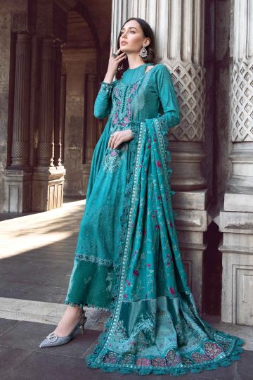 Maria B Winter Linen Collection Teal DL-1105