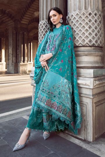 Maria B Winter Linen Collection Teal DL-1105