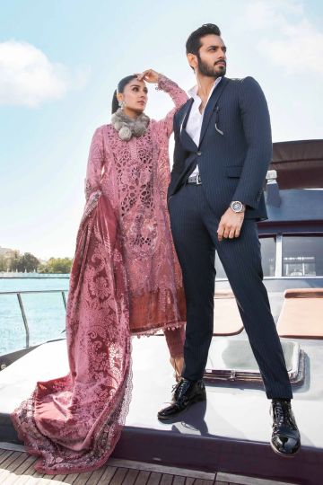 Maria B Winter Linen Collection Ash Pink DL-1106