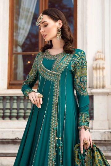Maria B Winter Linen Collection Emerald Green DL-1107