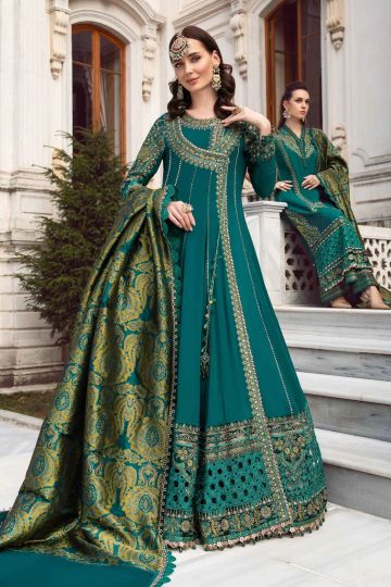 Maria B Winter Linen Collection Emerald Green DL-1107