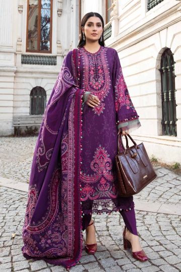 Maria B Winter Linen Collection Purple DL-1108