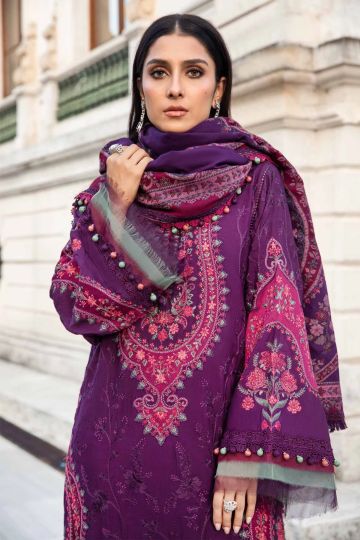 Maria B Winter Linen Collection Purple DL-1108