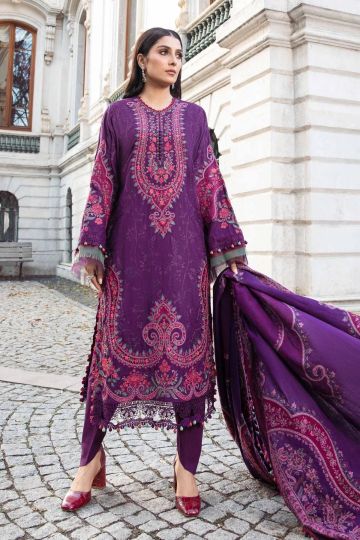 Maria B Winter Linen Collection Purple DL-1108
