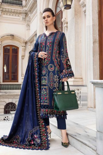 Maria B Winter Linen Collection Navy Blue DL-1109