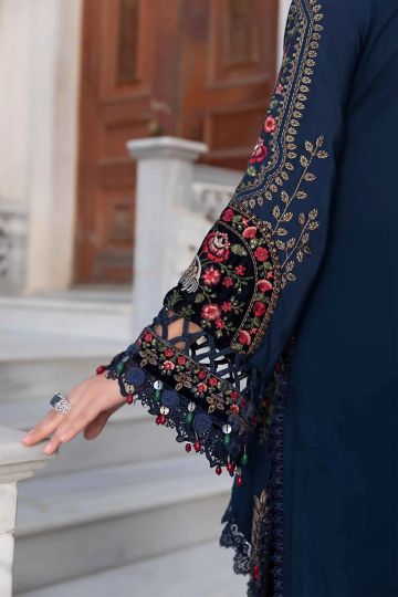 Maria B Winter Linen Collection Navy Blue DL-1109