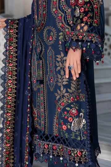 Maria B Winter Linen Collection Navy Blue DL-1109