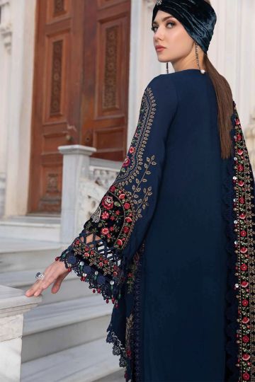 Maria B Winter Linen Collection Navy Blue DL-1109