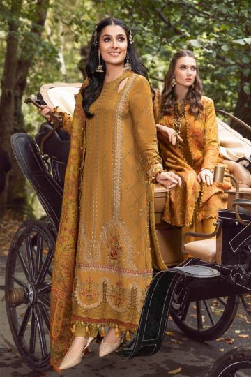 Maria B Winter Linen Collection Mustard DL-1110
