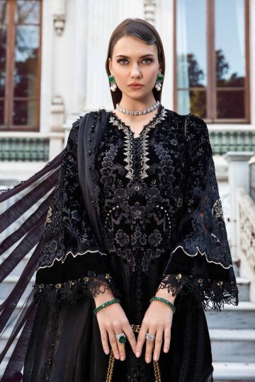 Maria B Winter Linen Collection Black & Gold DL-1111