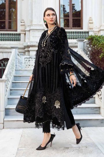 Maria B Winter Linen Collection Black & Gold DL-1111