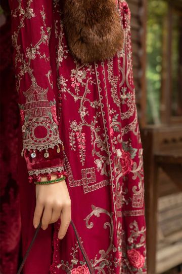 Maria B Winter Linen Collection Deep Pink DL-1112