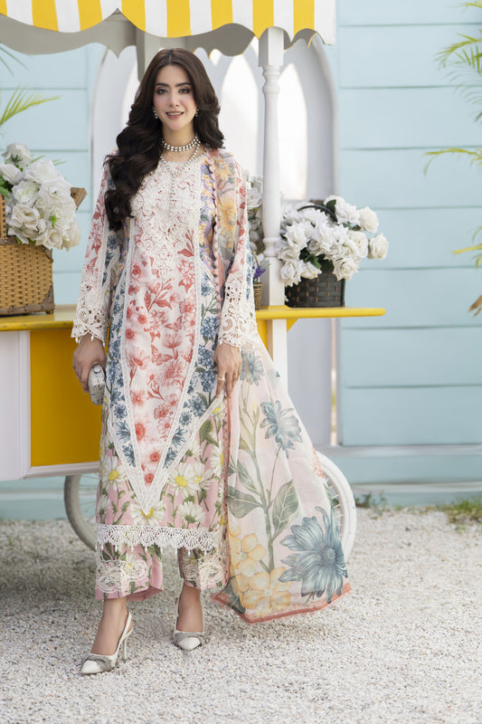 3pc Printed & Embroidered Summer Lawn Suit with Chiffon Dupatta RES15