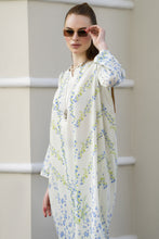 Sakeena Sheen Ivory Blue Floral Printed Poly Raw Silk 2pc Kaftan – SHH5