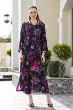 Sakeena Sheen Black & Magenta Floral Printed Poly Raw Silk 2pc Kaftan – SHH6