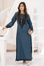 Miski FrostFit – Teal & Black Embroidered Dhanak 2pc Long Dress FFM8