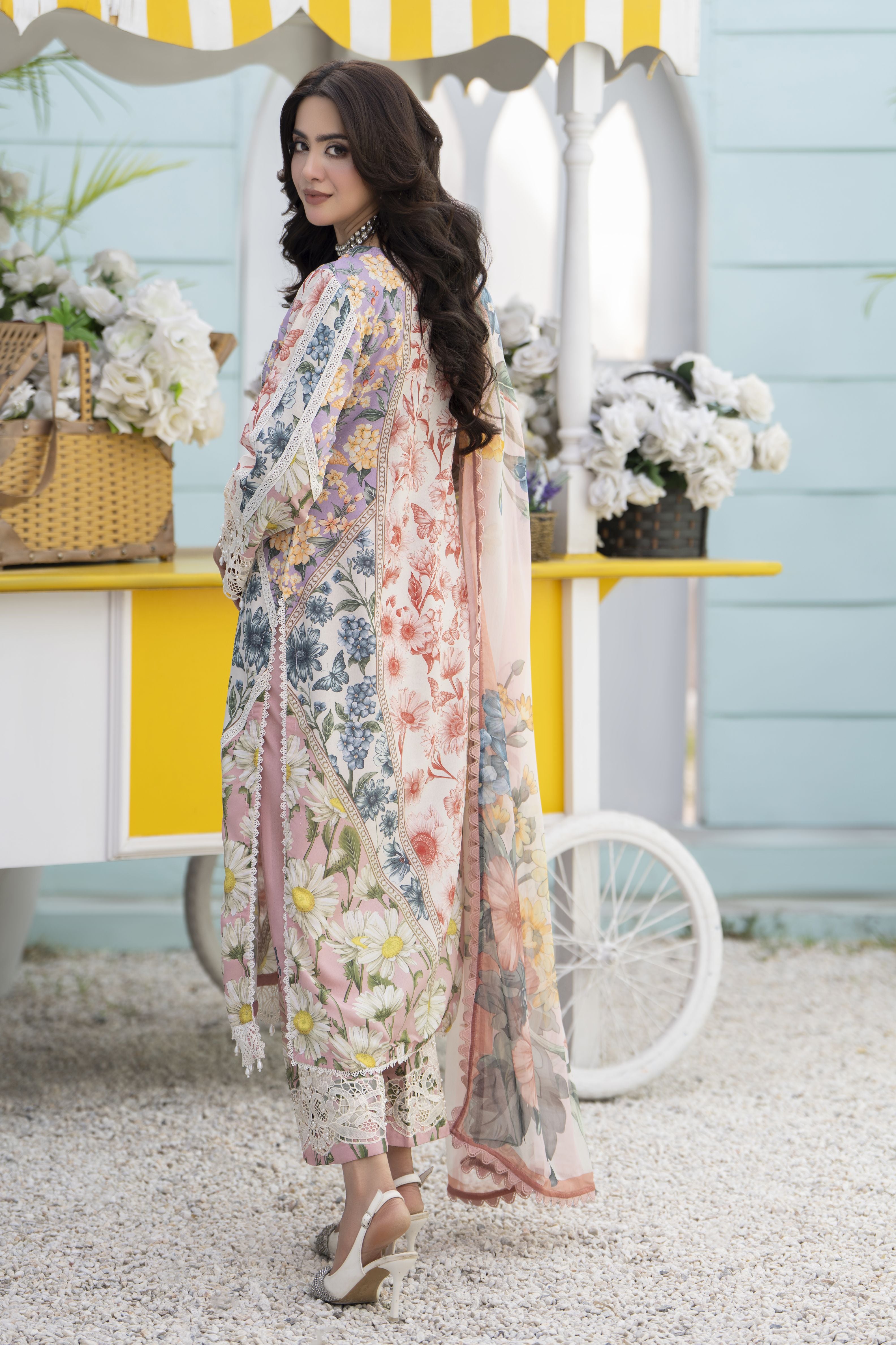 3pc Printed & Embroidered Summer Lawn Suit with Chiffon Dupatta RES15