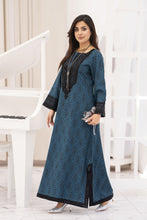 Miski FrostFit – Teal & Black Embroidered Dhanak 2pc Long Dress FFM8
