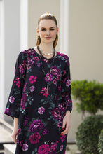 Sakeena Sheen Black & Magenta Floral Printed Poly Raw Silk 2pc Kaftan – SHH6