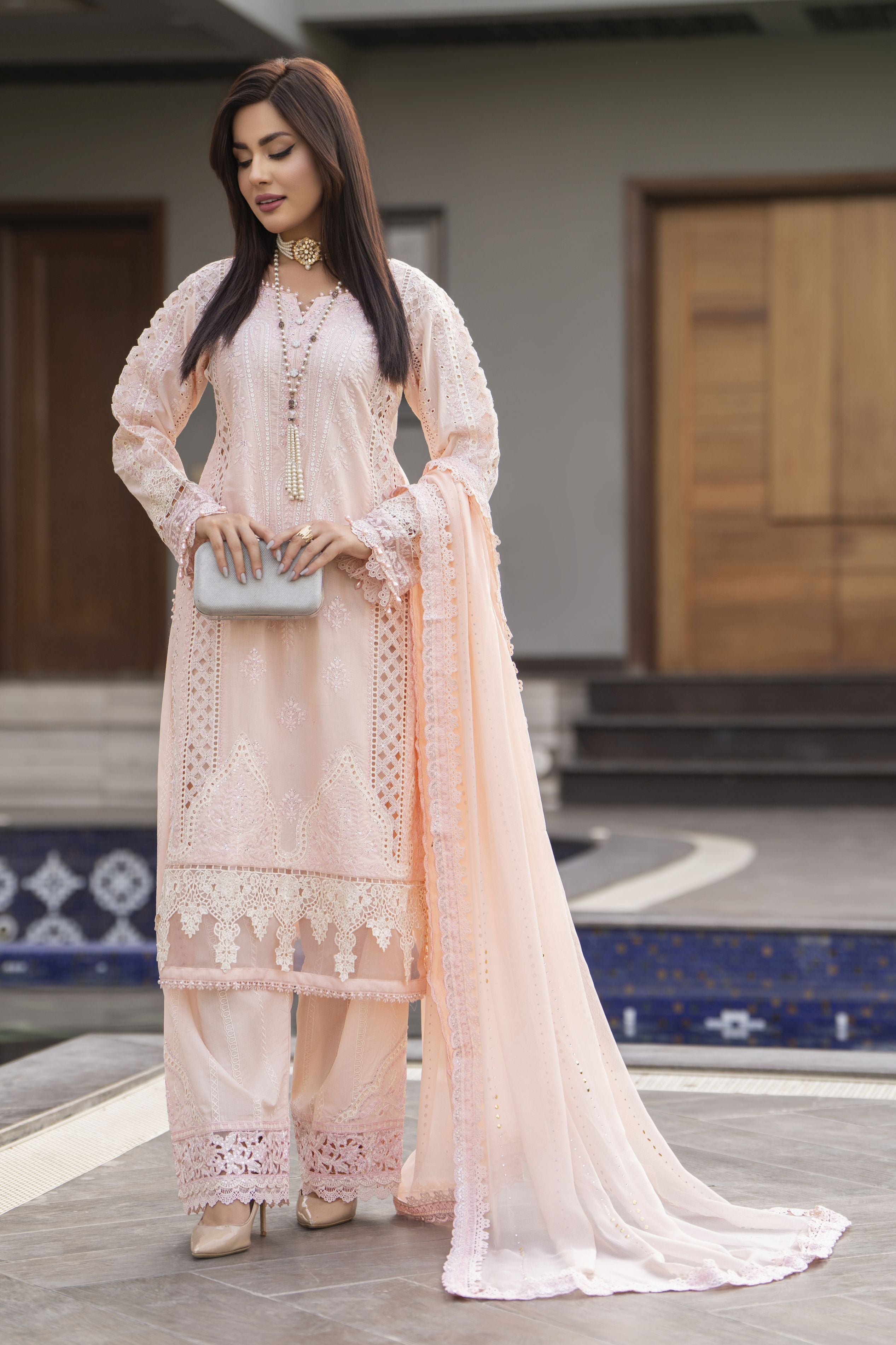 Raabtaa – A Silver Affair | Blush Pink Farshi Shalwar Womenswear SRS02